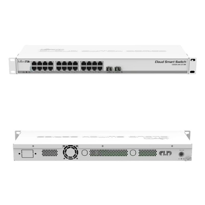 2つのSFP+の港のデータ通信 スイッチSwOSは24の左舷ギガビットのイーサネット スイッチに動力を与えた